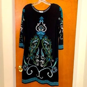 Breezy, bohemian-print London Times shift ready for brunch or the office.